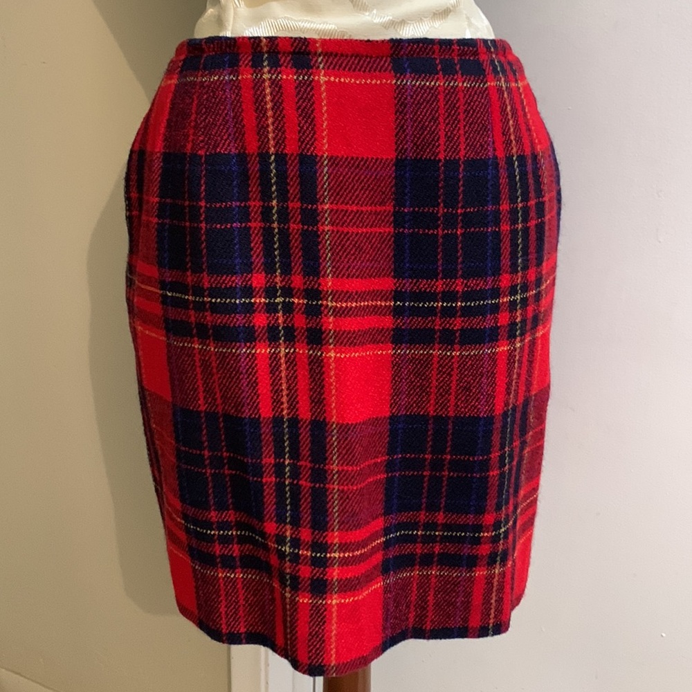 Love Moschino Vintage Wool Plaid Pockets Lined Zip Chic Pencil Skirt 6
